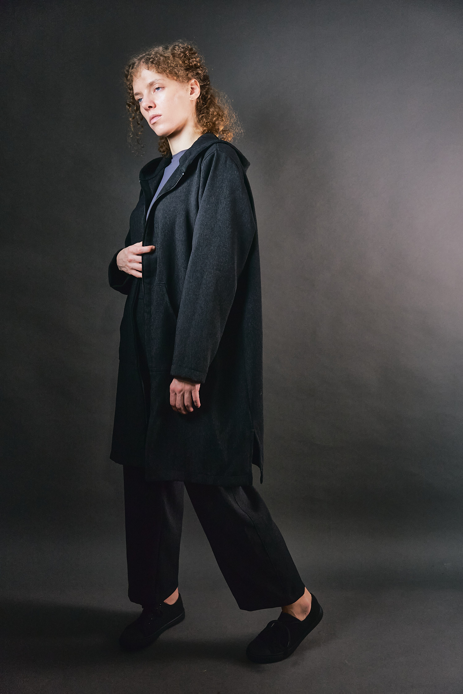 Długi żakiet do biura czarny melanż - Soie Star - obrazek 7