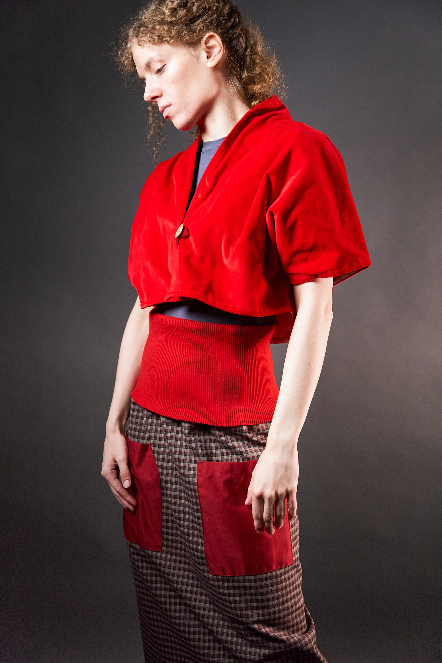 Spódnica - sukienka w kratę ze ściągaczem - Soie Star - obrazek 4