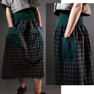 Spódnica - sukienka w kratę ze ściągaczem zielona 2 - Soie Star