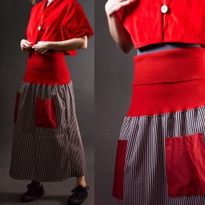 Spódnica - sukienka w paski ze ściągaczem - Soie Star