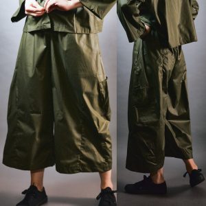 Spodnie zielone do z powlekanej bawełny - Soie Star