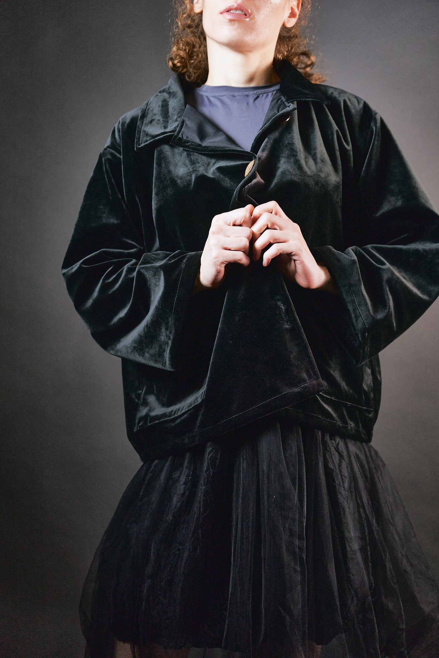 Żakiet czarny - aksamit bawełniany - Soie Star - obrazek 2