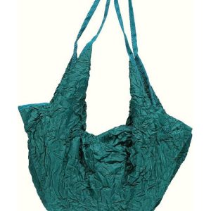 Torba - worek turkusowa na ramię z plisowanego poliestru - Soie Star