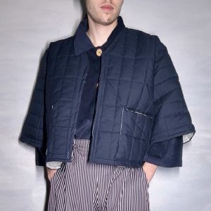 Żakiet kimonowy pikowany - ciemny granat - Soie Star