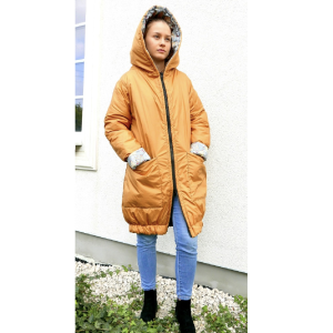 Ciepła lekka kurtka żółta z kapturem na suwak - Soie Star