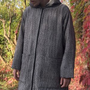 Płaszcz szary wełniany z kapturem i podszewką - Soie Star