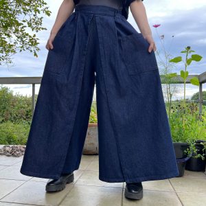 Spodnie fartuchowe jeansowe - ciemny granat